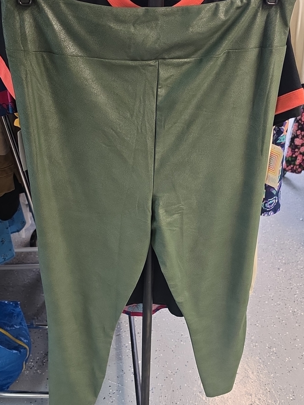 LuLaRoe Olive Green Faux-Leather Leggings